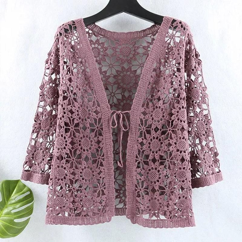 Fashion Hollow Out Knitting Sun Protection Clothing Women's Coat 2022 Summer Loose Cardigan Ladies Air-conditioning Shirt