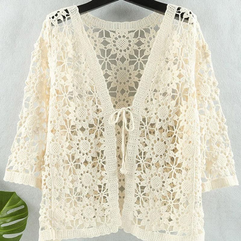 Fashion Hollow Out Knitting Sun Protection Clothing Women's Coat 2022 Summer Loose Cardigan Ladies Air-conditioning Shirt