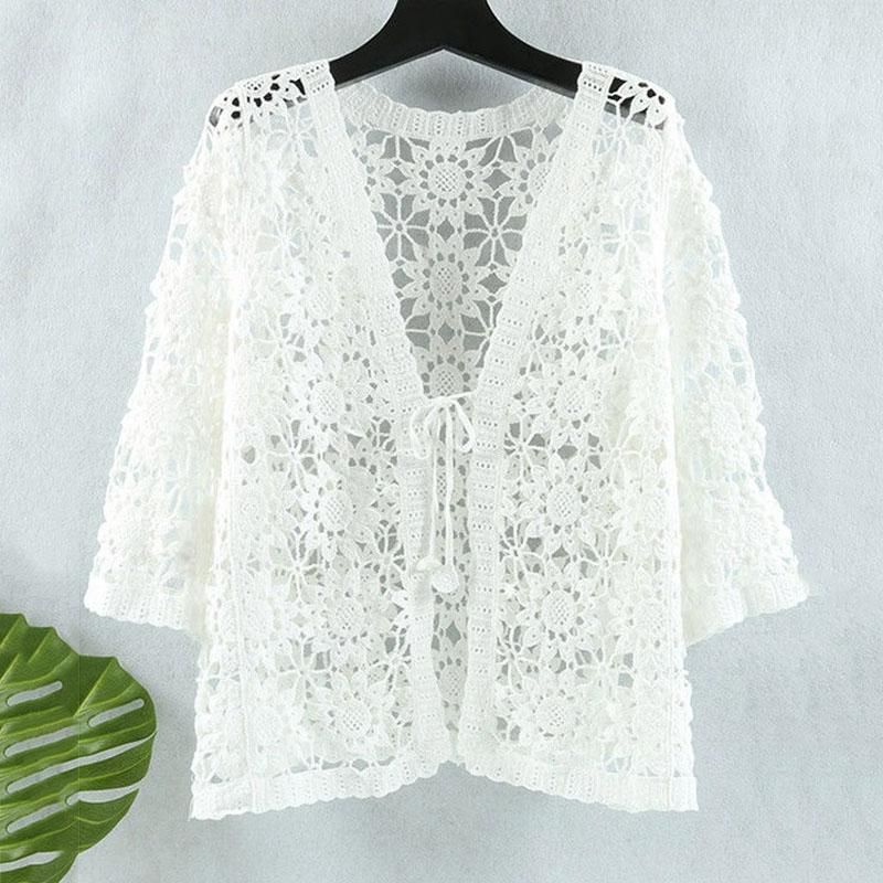 Fashion Hollow Out Knitting Sun Protection Clothing Women's Coat 2022 Summer Loose Cardigan Ladies Air-conditioning Shirt