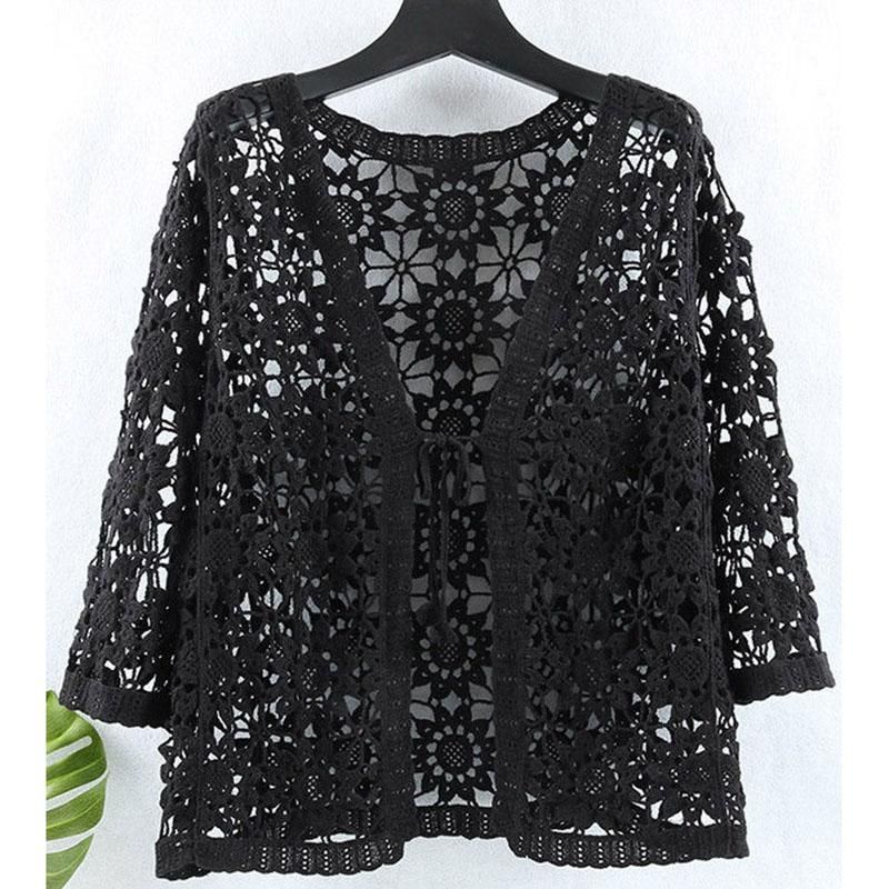 Fashion Hollow Out Knitting Sun Protection Clothing Women's Coat 2022 Summer Loose Cardigan Ladies Air-conditioning Shirt