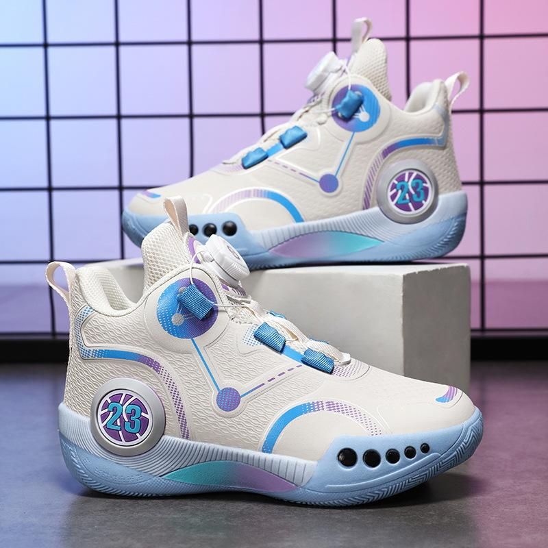 Boys/Adults Basketball Shoes Twist Button Sneakers Beige