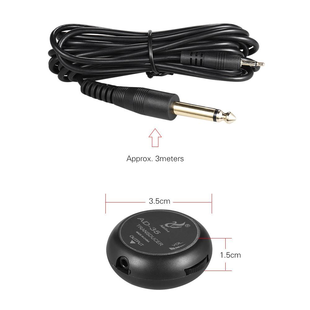 Adeline AD-35 Mini Piezo Pickup Contact Microphone Transducer with 6.35mm Output Plug 3 Meters Cable for Acoustic Classical Folk Guitar Violin Ukulele
