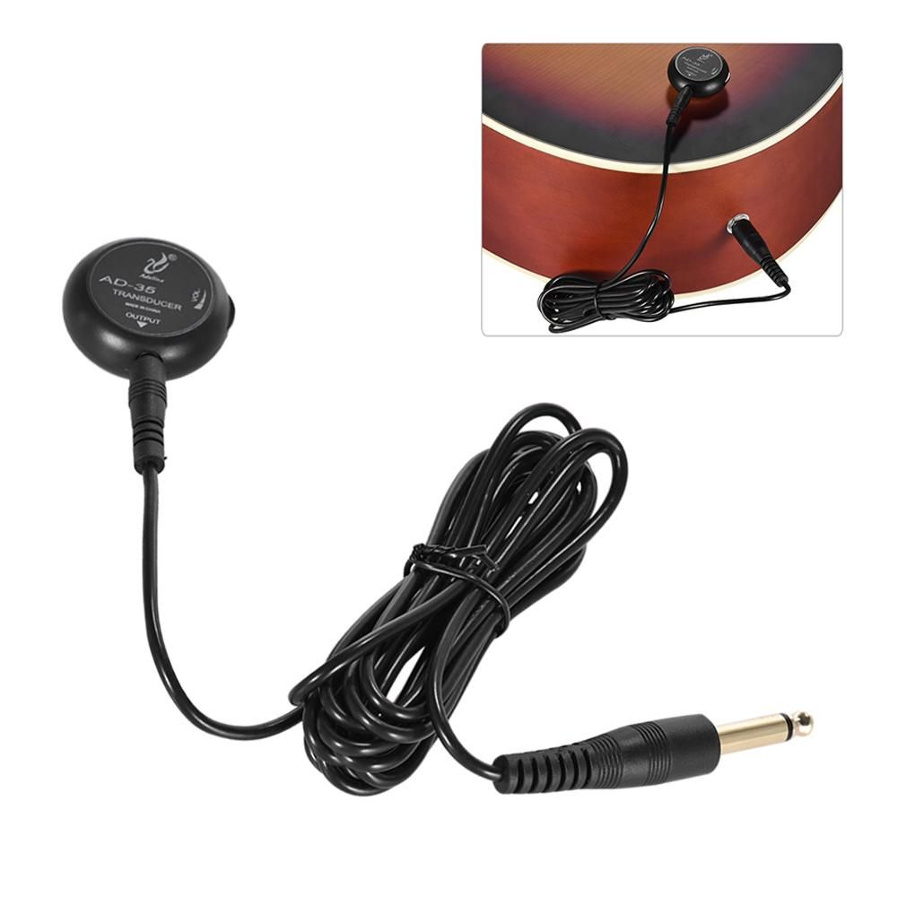 Adeline AD-35 Mini Piezo Pickup Contact Microphone Transducer with 6.35mm Output Plug 3 Meters Cable for Acoustic Classical Folk Guitar Violin Ukulele