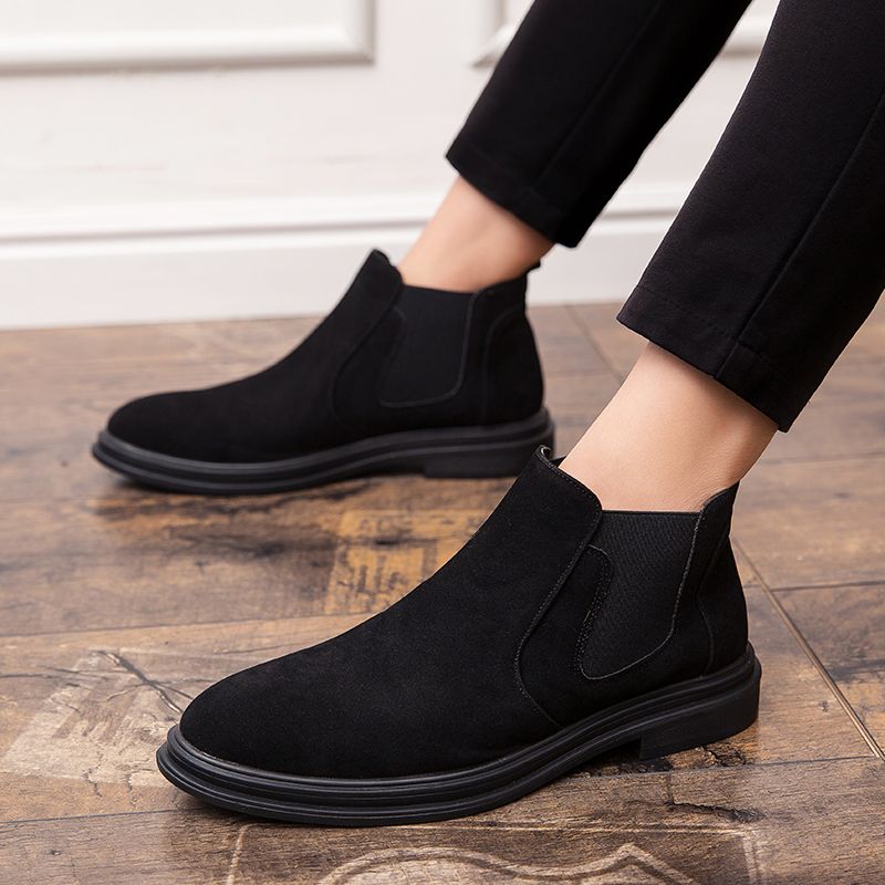 Leather Boots Men Chelsea Boots Suede Leather Shoes Vintage Classic Male Casual Motorcycle Boot