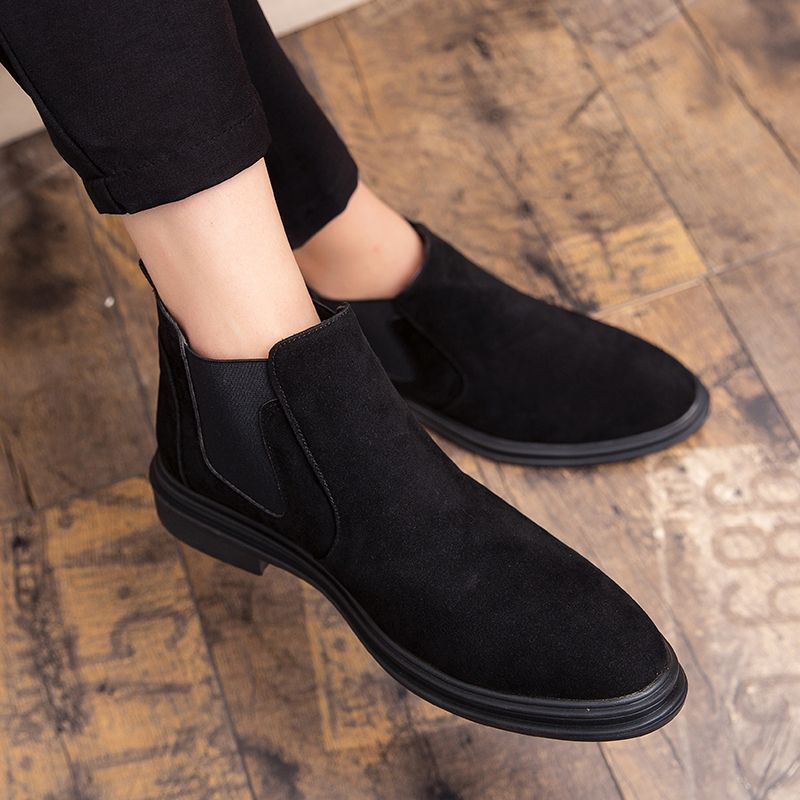 Leather Boots Men Chelsea Boots Suede Leather Shoes Vintage Classic Male Casual Motorcycle Boot