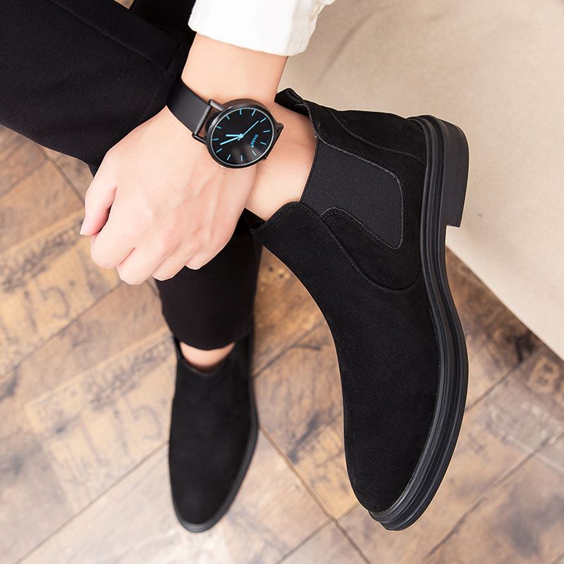 Leather Boots Men Chelsea Boots Suede Leather Shoes Vintage Classic Male Casual Motorcycle Boot