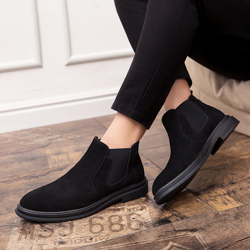 Leather Boots Men Chelsea Boots Suede Leather Shoes Vintage Classic Male Casual Motorcycle Boot
