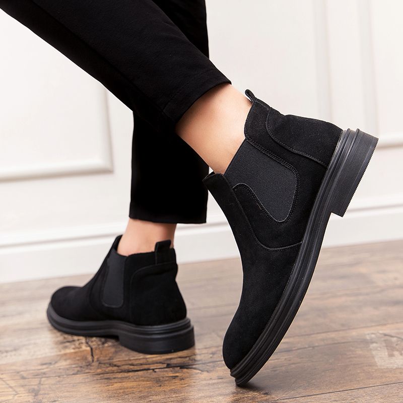 Leather Boots Men Chelsea Boots Suede Leather Shoes Vintage Classic Male Casual Motorcycle Boot