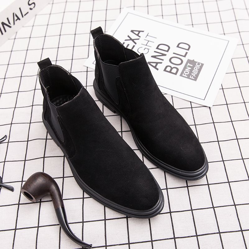 Leather Boots Men Chelsea Boots Suede Leather Shoes Vintage Classic Male Casual Motorcycle Boot