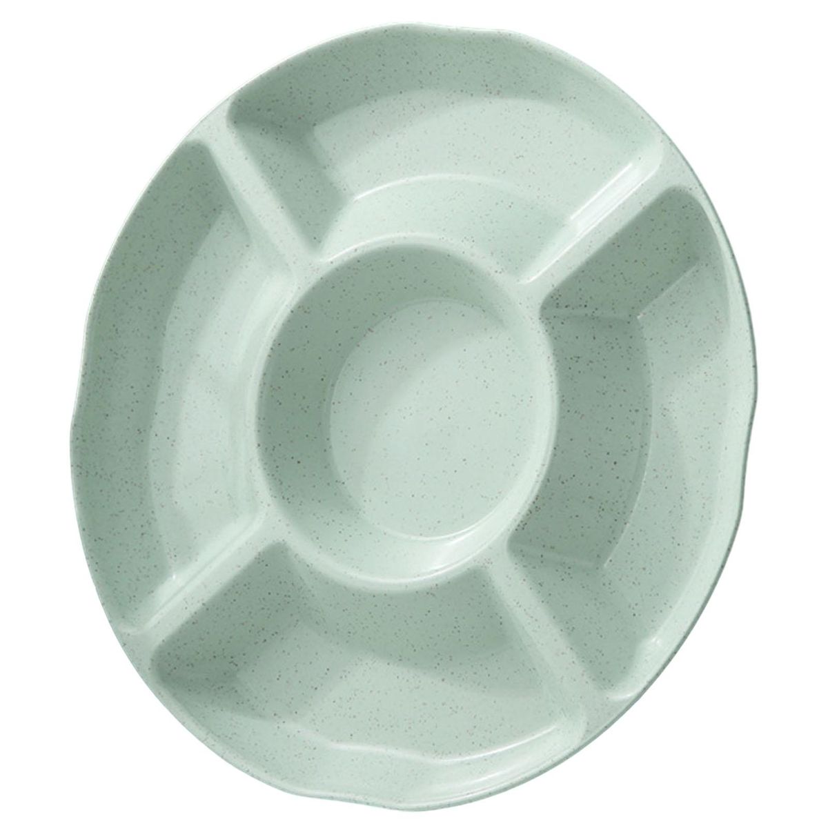 Food Grade Pp Plate Multi-compartment Round Snack Tray for Fruits Green