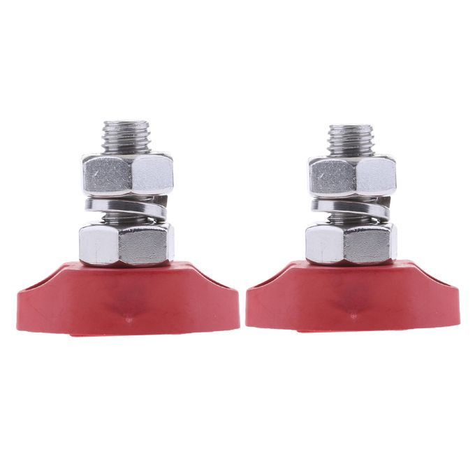 1 Pair Insulated Ground Battery Power Junction Post Block 8mm Red