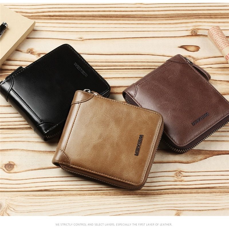 Men Wallet Credit Card Holder PU Leather NEW Blocking Zipper Pocket Thin(#A)