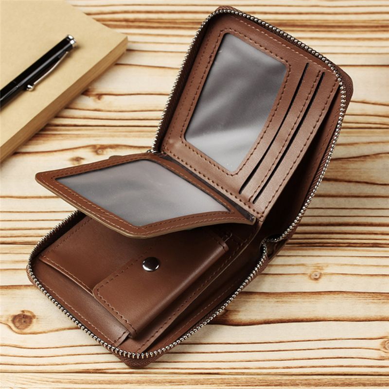 Men Wallet Credit Card Holder PU Leather NEW Blocking Zipper Pocket Thin(#A)