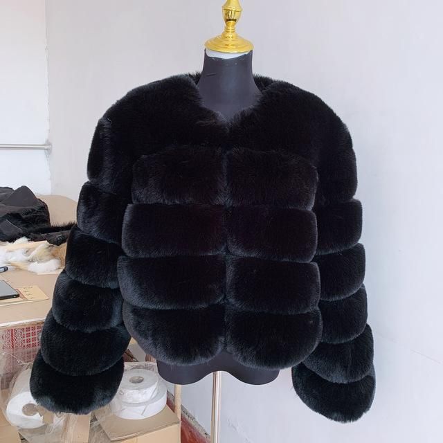 Haining Fur Autumn and Winter New Warm Casual Splice Women's Faux Fox Fur Coat Women's Clothing