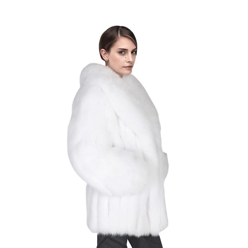 2020 New Fox Fur Coat Women's Mid length Combination Top Fur Women's Mid length Leather Coat