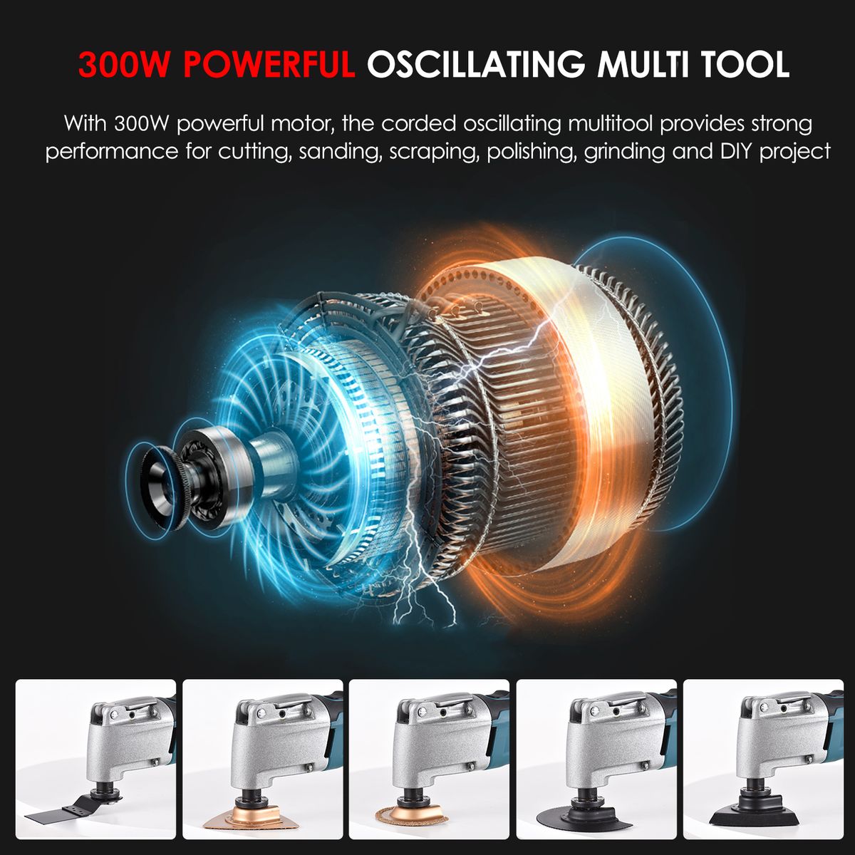 300W 2.5 Amp Oscillating Multi Tool Kit Corded Oscillating