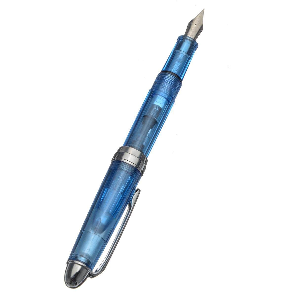 Wing Sung 4 Colors Plastic Fountain Pen Push Extra Fine Nib 0.38mm Writing Gift Blue (blue)