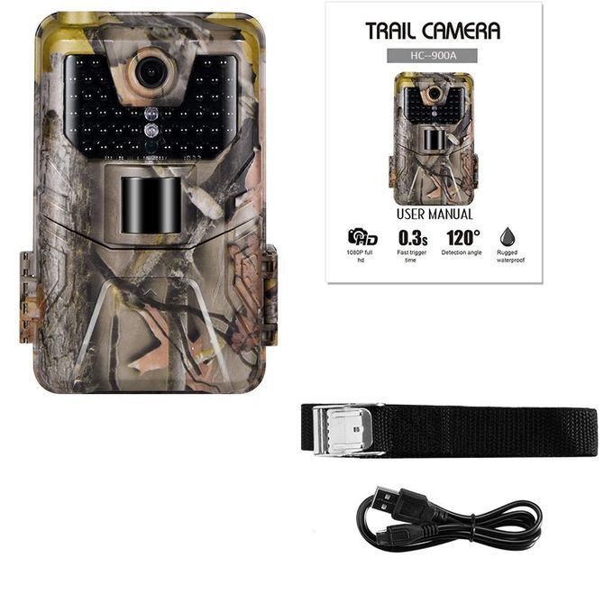 2 Pcs 20MP Wildlife Trail Camera Photo Trap HC900A 44 LED IP65 SD Card
