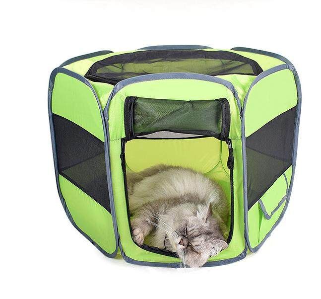 Large Dog Cat Pet Tent Cage Folding Kennel Puppy Playpen House Bed Fence Cage #red XS Green Mini