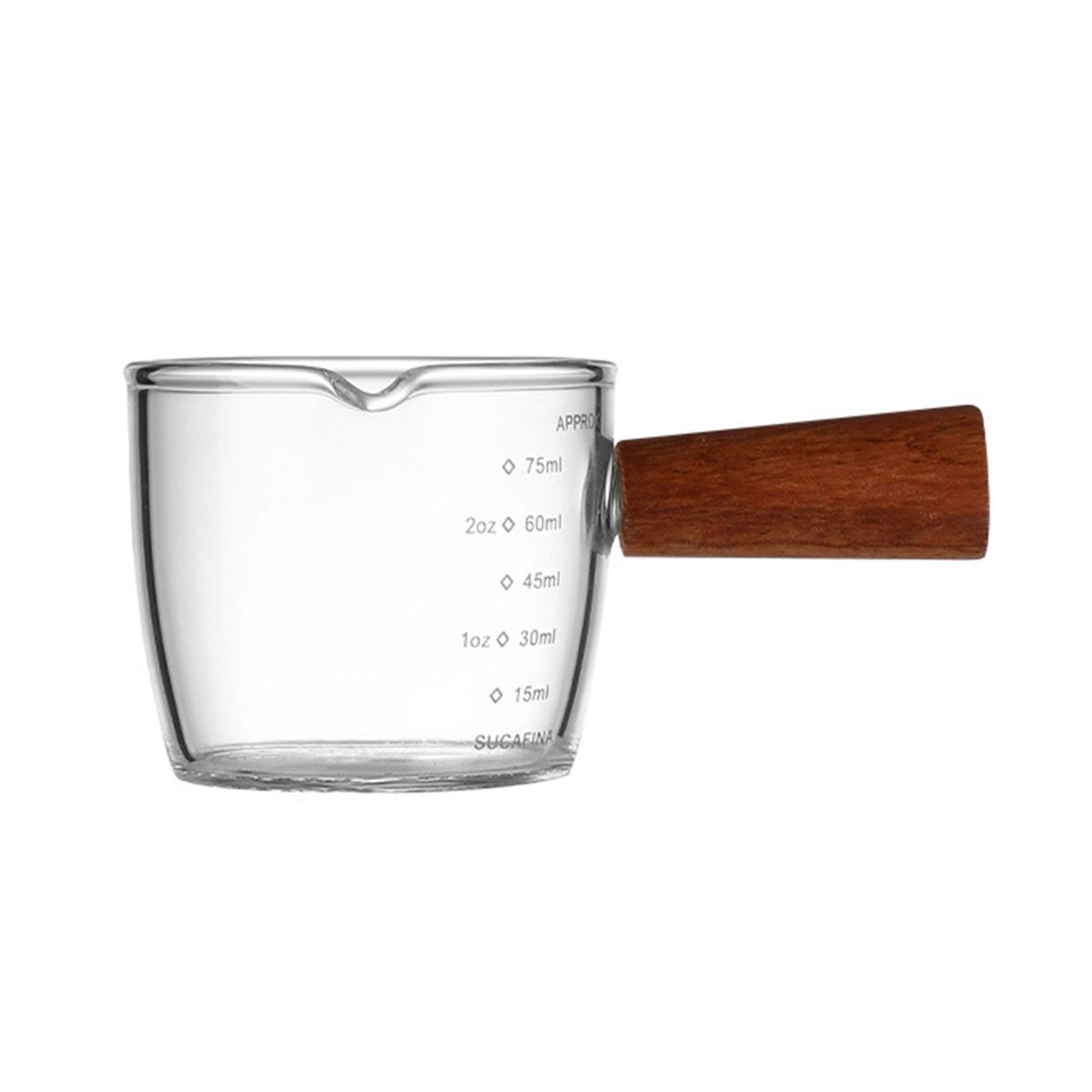 Milk Cup With Wood Handle Spout Measuring Cup C