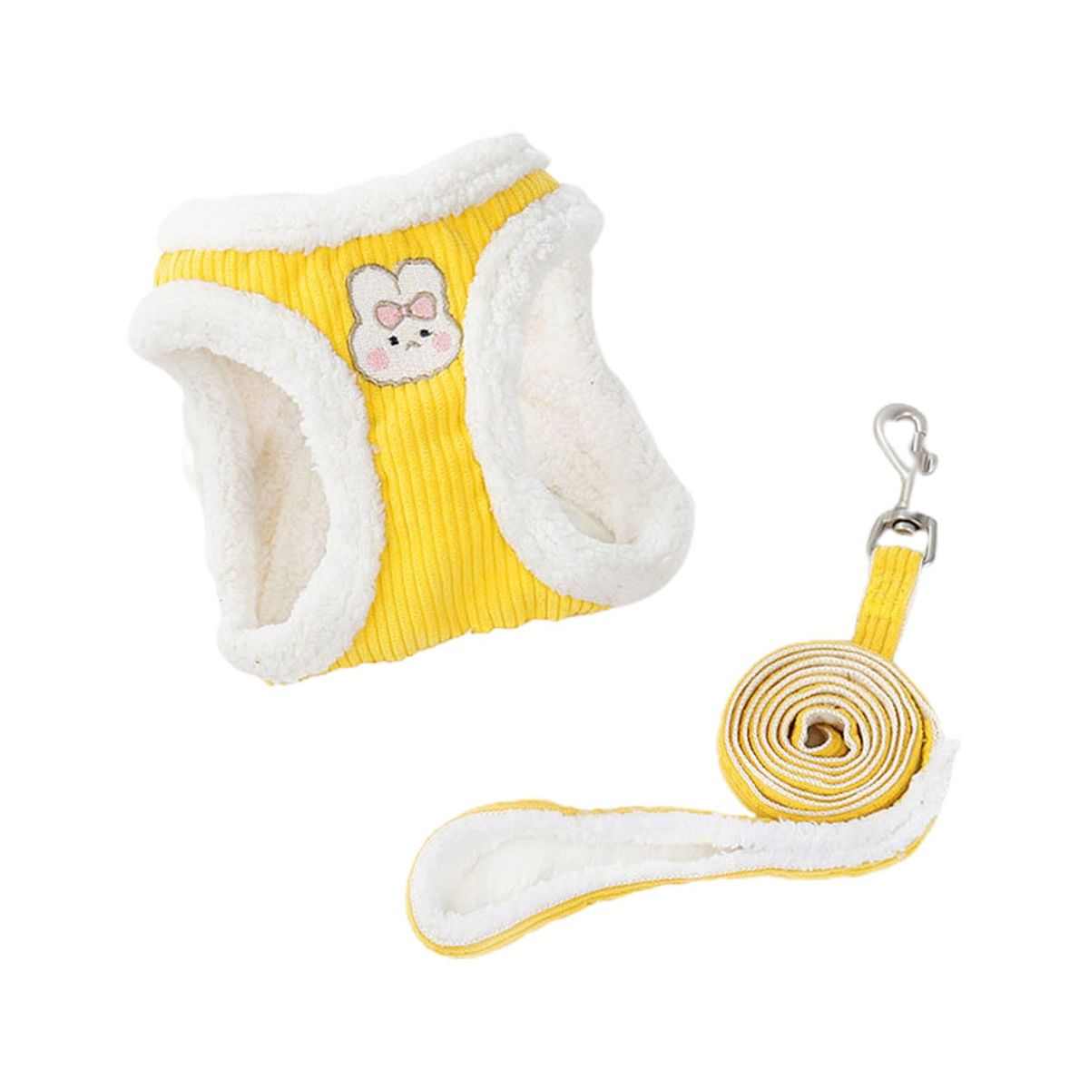 1 Set Cat Harness Rabbit Embroidery Pet Leash Yellow