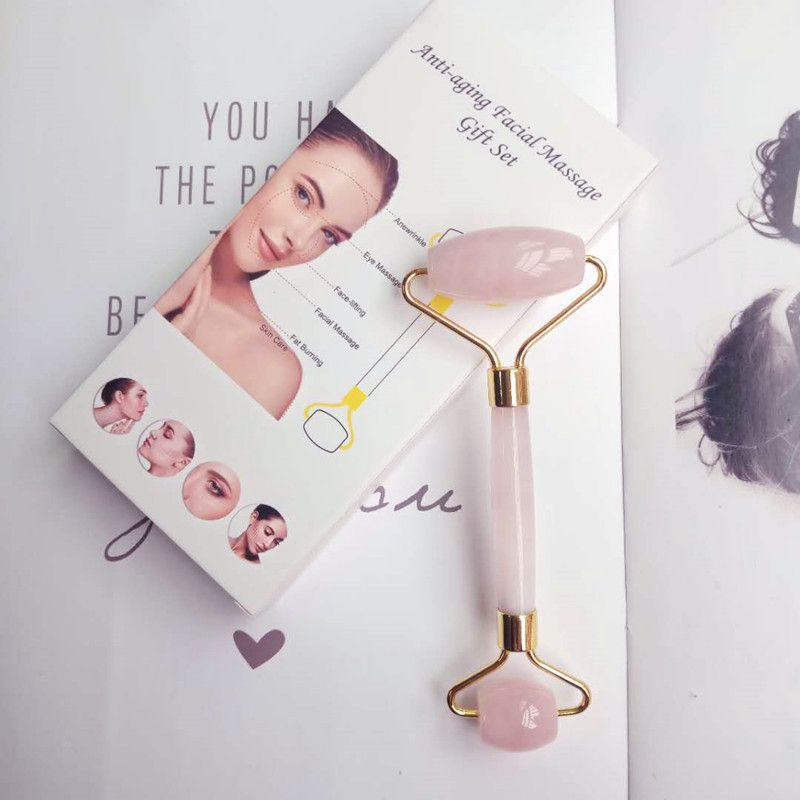 Relaxation Guasha Facial Lift Slimming Beauty Body Face Jade Neck Stone Double Roller Natural Board Massage Thin Heads Tool Skin