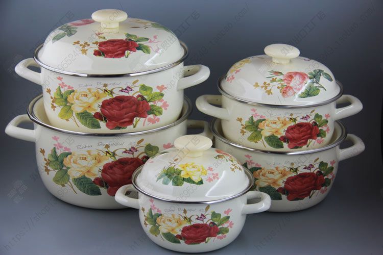 Cookware Set Enamel Pan Cooking Pots Set Casserole Stew Pot