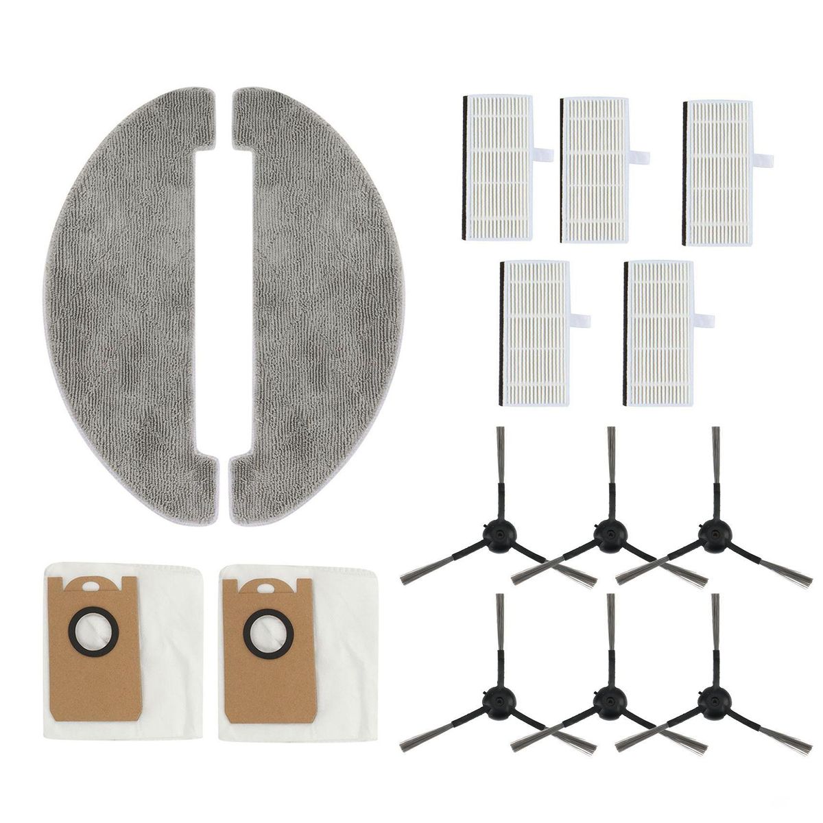 15 PCS Dust Bags Mops Side Brushes Sets for Xiaomi Viomi S9