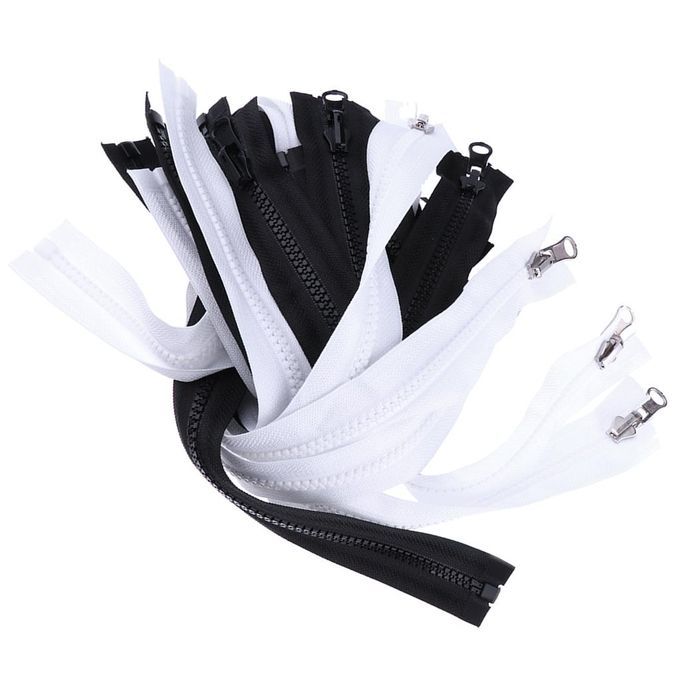 10 Pieces Molded Resin 2 Way Open Double Sided Zipper White 60x3.2 Cm