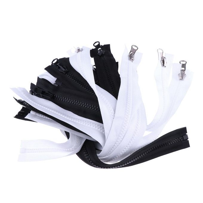 10 Pieces Molded Resin 2 Way Open Double Sided Zipper White 60x3.2 Cm