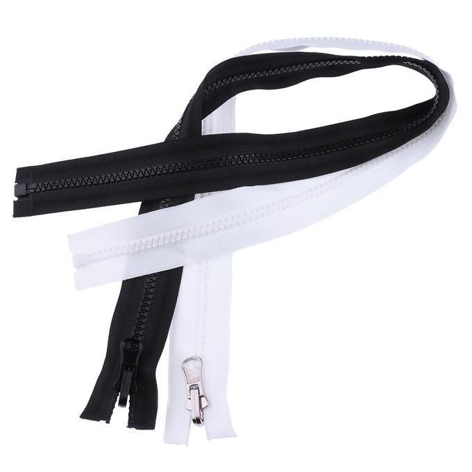 10 Pieces Molded Resin 2 Way Open Double Sided Zipper White 60x3.2 Cm