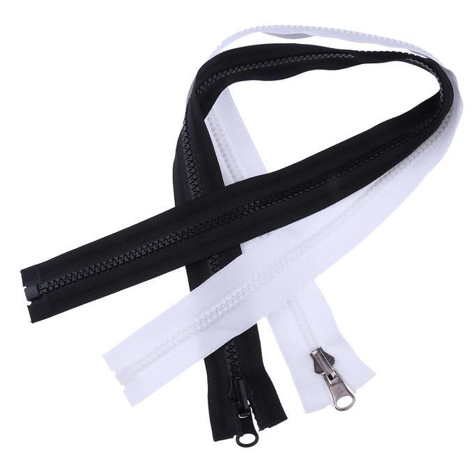 10 Pieces Molded Resin 2 Way Open Double Sided Zipper White 60x3.2 Cm