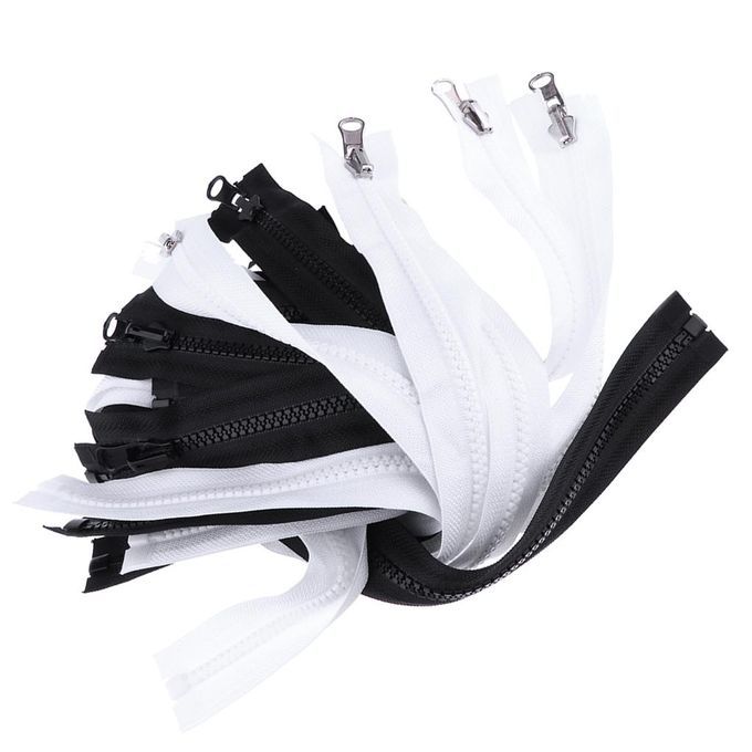 10 Pieces Molded Resin 2 Way Open Double Sided Zipper White 60x3.2 Cm