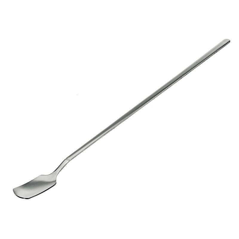 Long Handle Mixing Spoon Stir Ice Scoop Stainless Steel Coffee Spoon Bar Square Design Silver