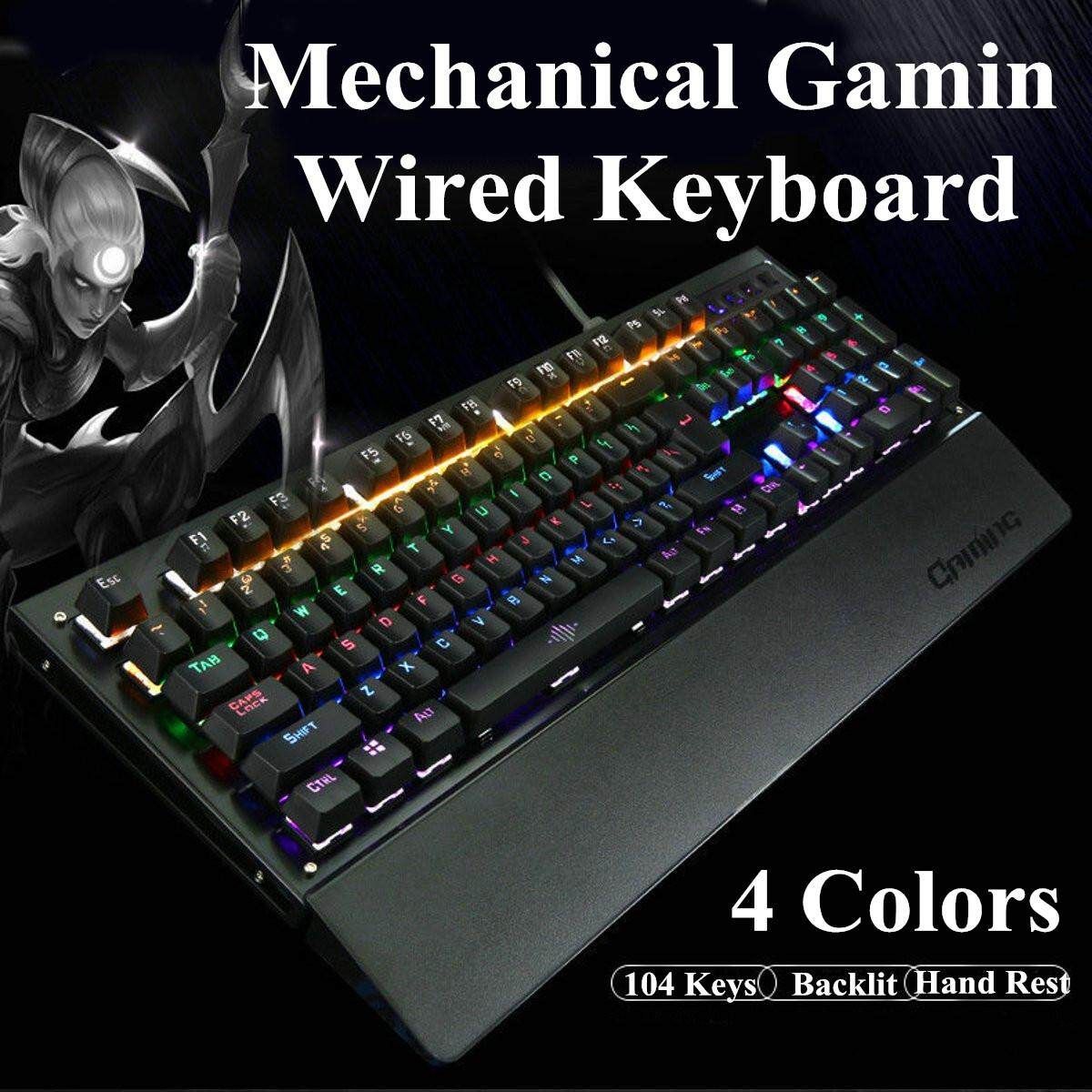 104 Keys Wired K29 LED Backlit Usb Ergonomic Mechanical Gaming Keyboard Gamer Deep Black