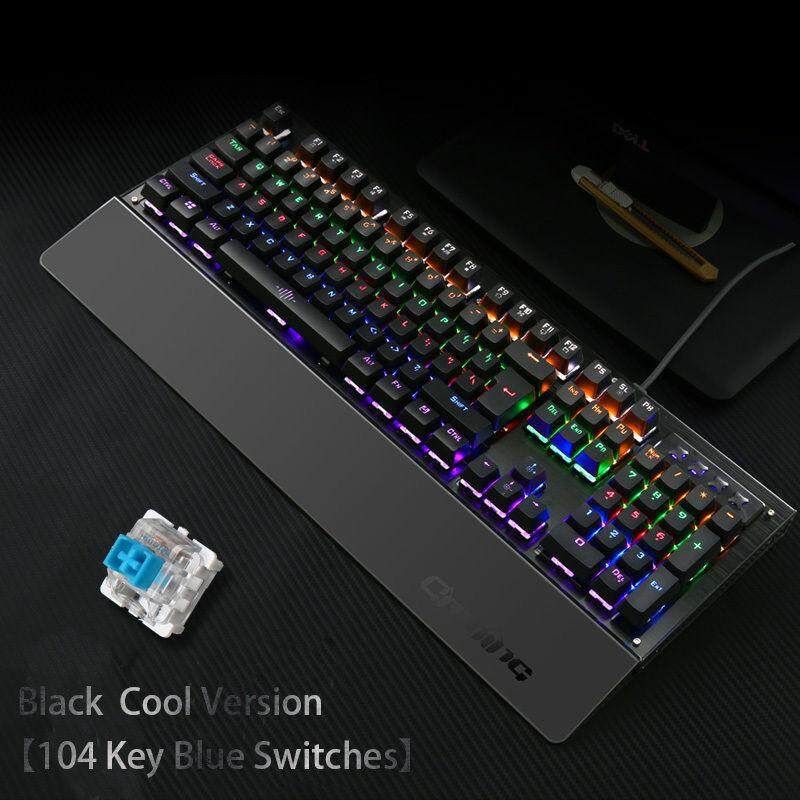 104 Keys Wired K29 LED Backlit Usb Ergonomic Mechanical Gaming Keyboard Gamer Deep Black