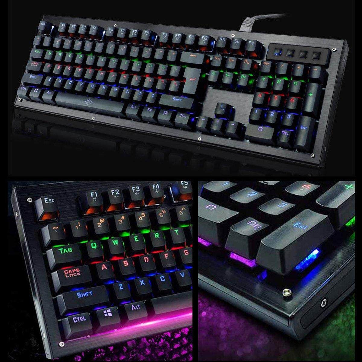 104 Keys Wired K29 LED Backlit Usb Ergonomic Mechanical Gaming Keyboard Gamer Deep Black