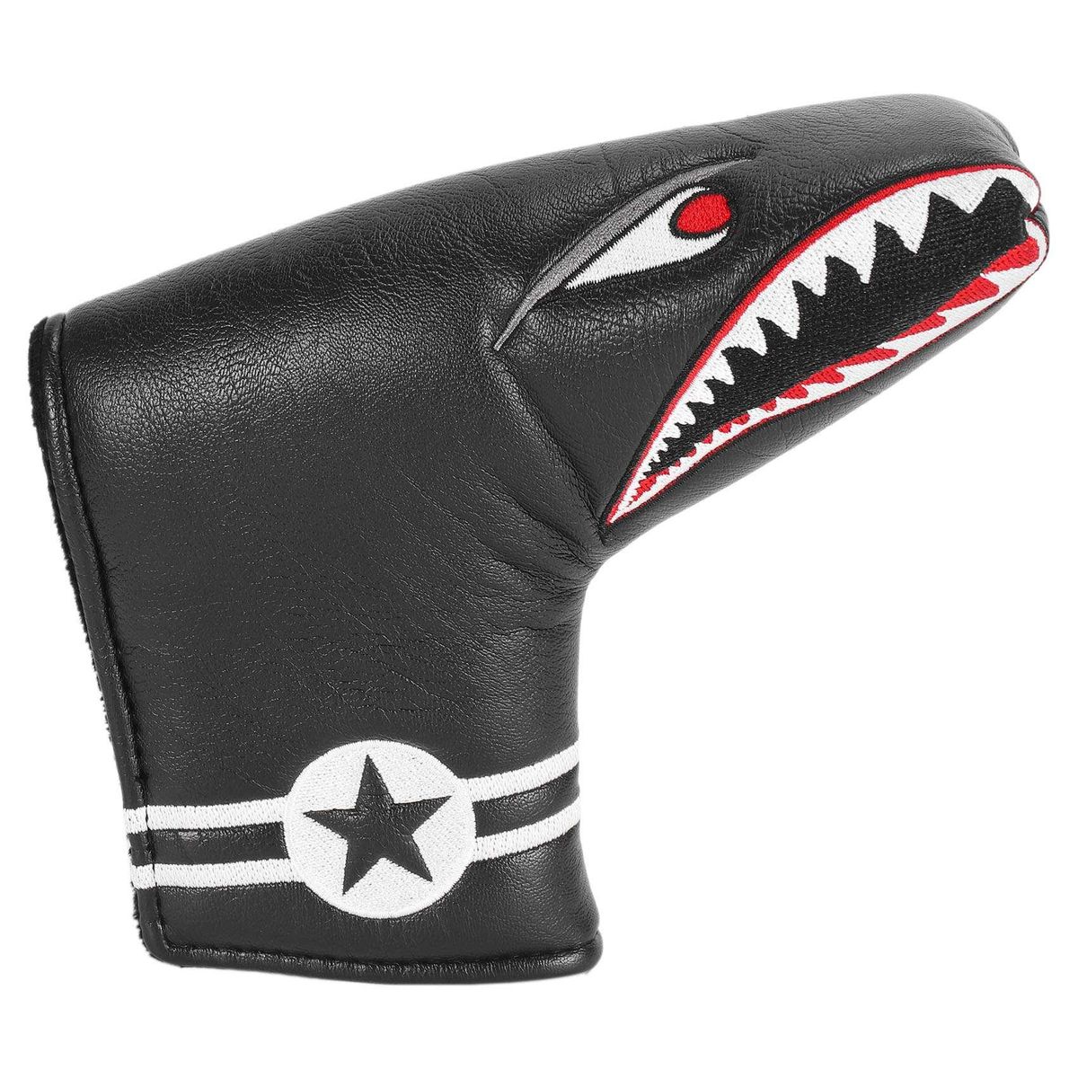 1Pc Black PU Leather with Shark Embroidery Magnet Golf