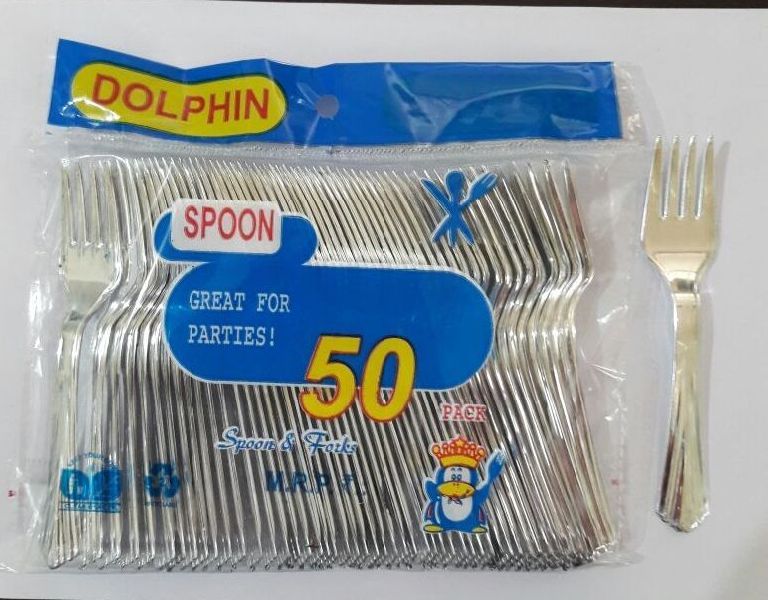 50pcs Plastic Disposable Silver Forks For Parties &Eateries