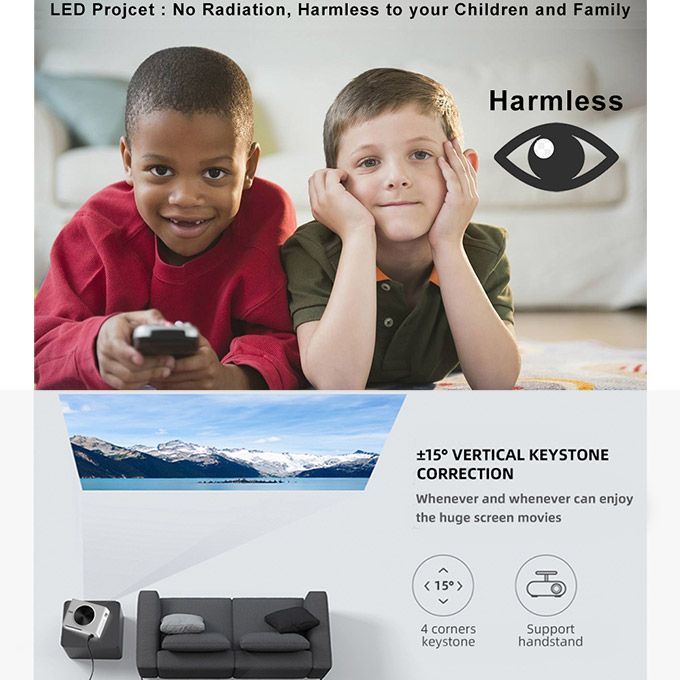 Max 300 "HD Large Screen TV Android Projector 1080P 6500 Lumens Home Theater Wifi HDMI USB Beamer