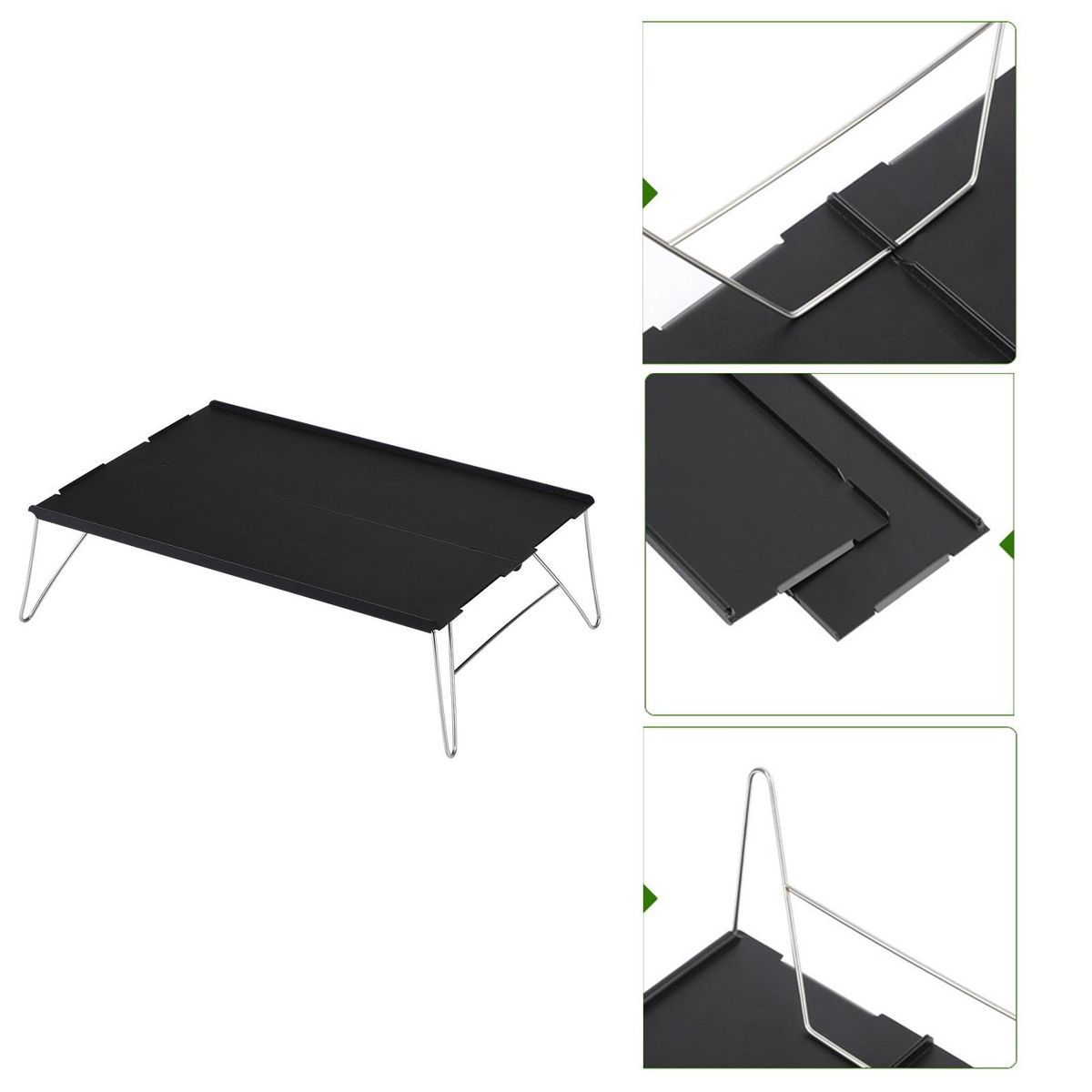 1 Set Collapsible Table Heavy Duty Camping Collapsible Tea Table Black