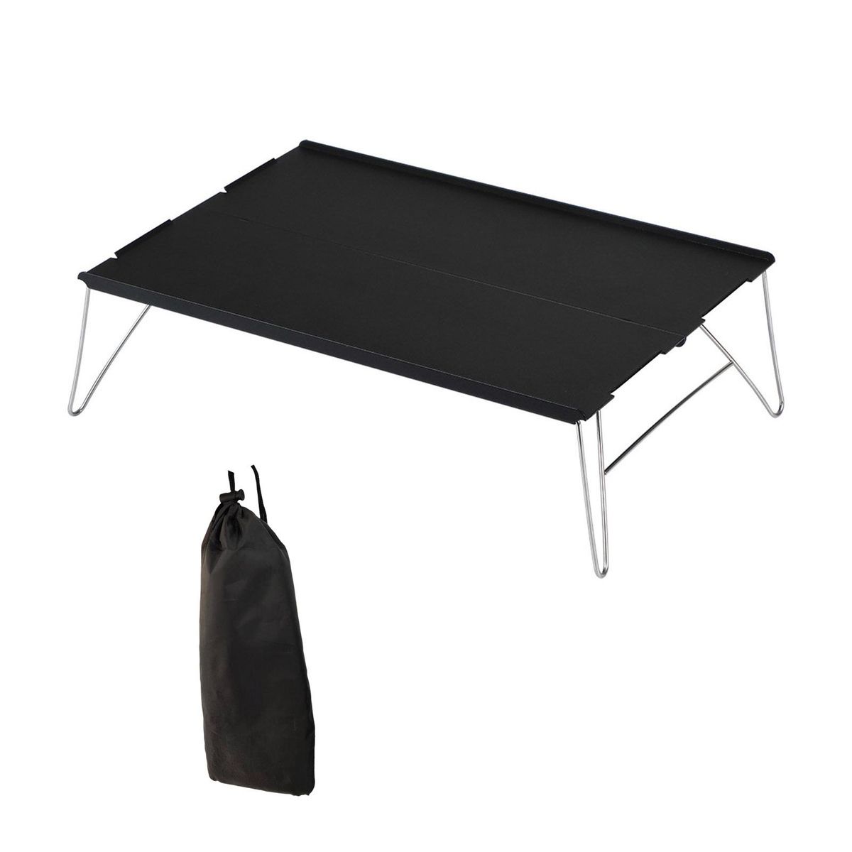 1 Set Collapsible Table Heavy Duty Camping Collapsible Tea Table Black