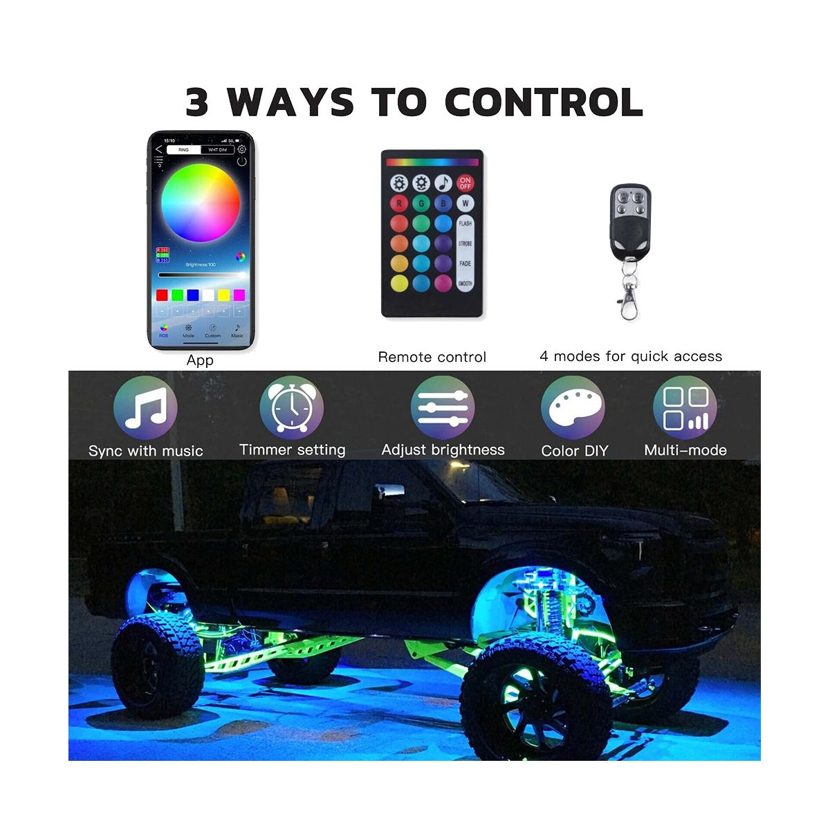 15 LED Colorful Lights Car Lights One Tow Ten Lights Under