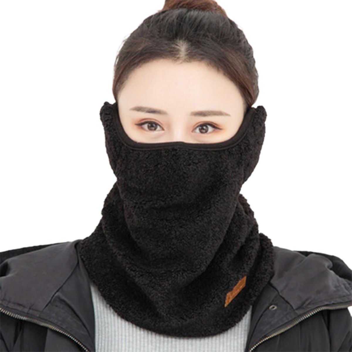 Women Earmuffs Coldproof Cycling Face Cover Scarf Black