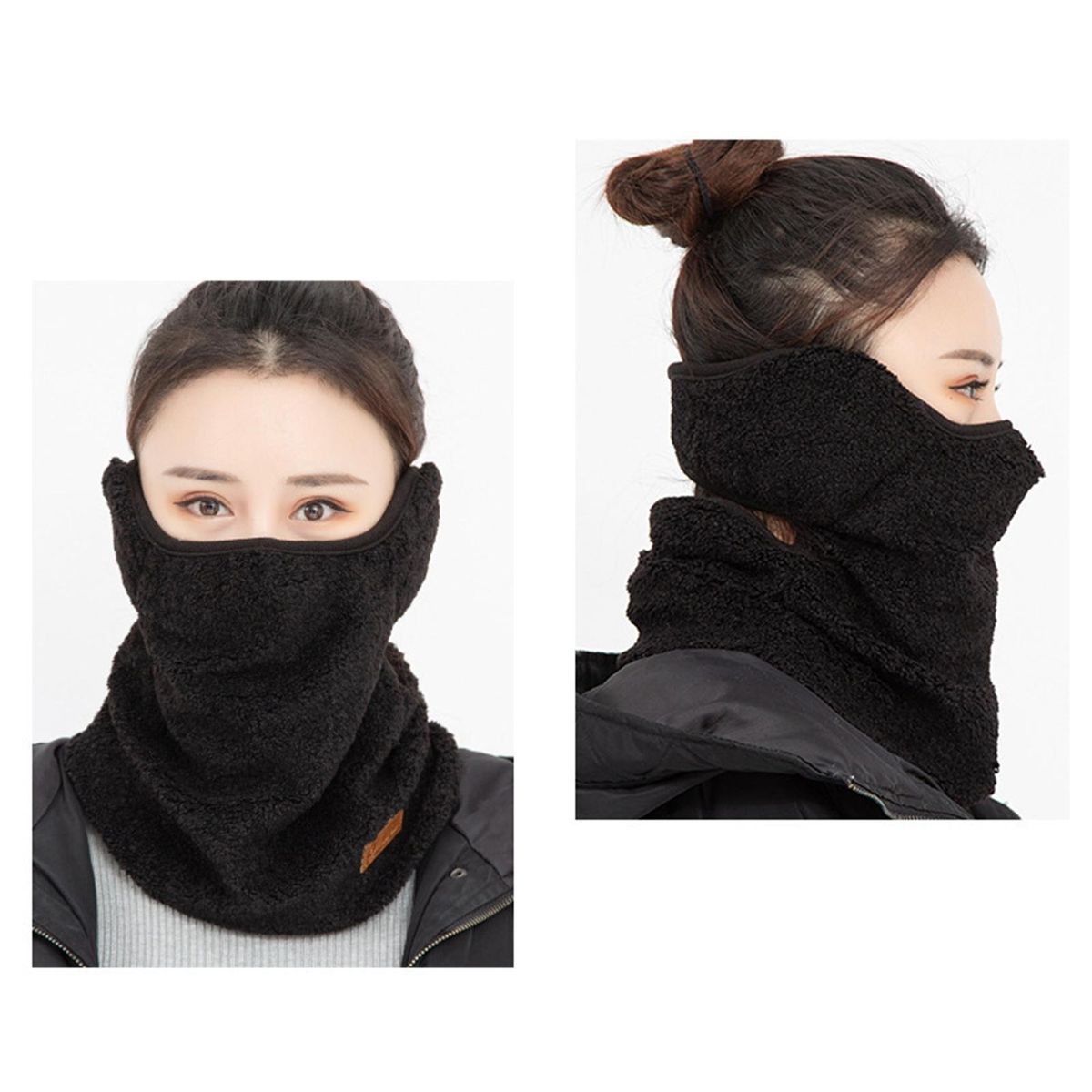 Women Earmuffs Coldproof Cycling Face Cover Scarf Black