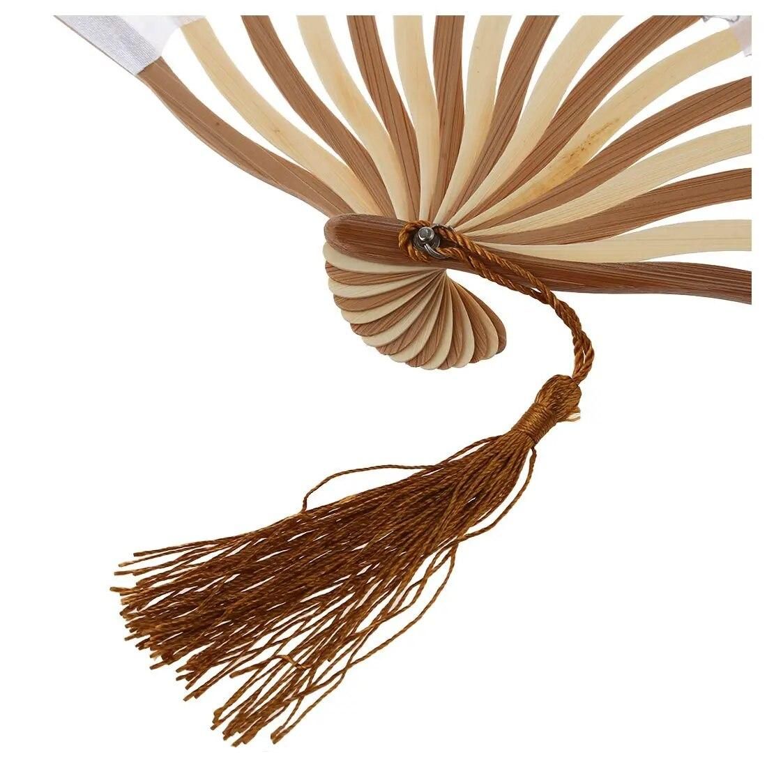 Hot Sale Chinese Gray Peony Blossom Fabric Bamboo Folding Dancing Hand Fan White
