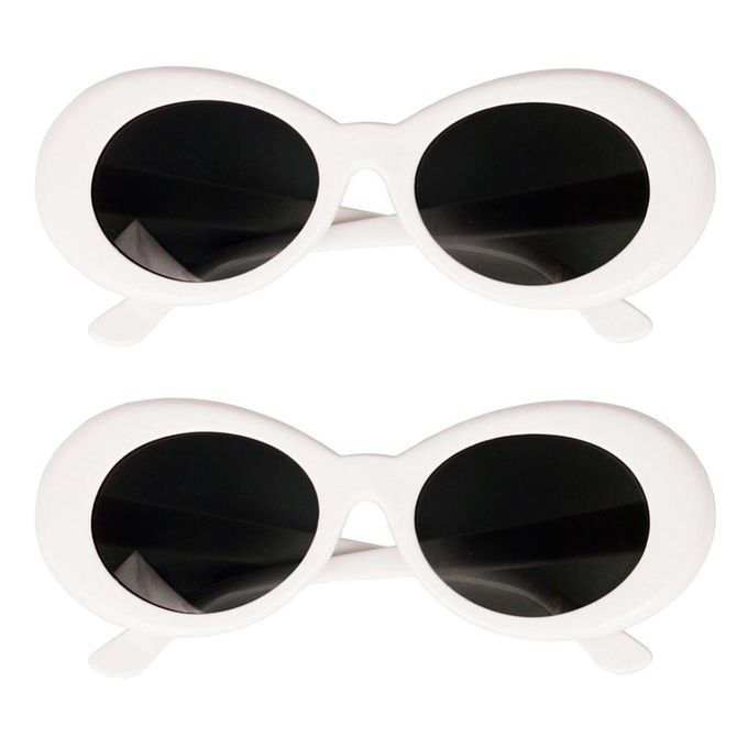 2x Retro Style Clout  Glasses Oval Bold Mod Thick Framed