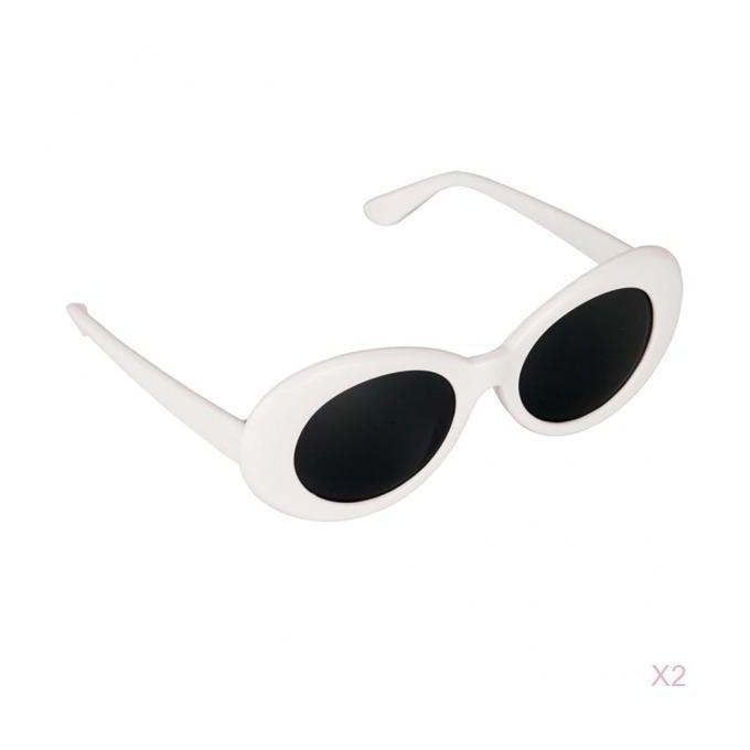 2x Retro Style Clout  Glasses Oval Bold Mod Thick Framed