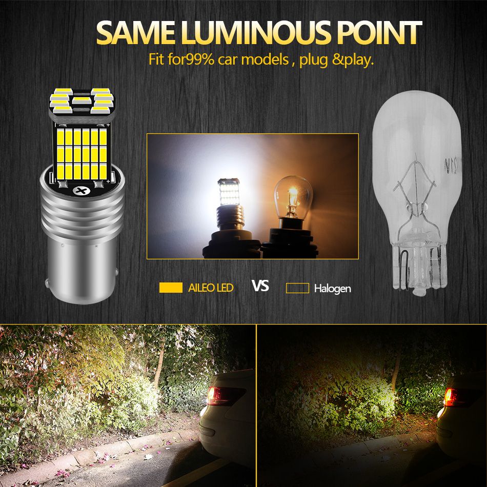 2pcs BA15S P21W 1156 Car LED Reverse Light Bulb 4014 S For VW Passat B5 B6 Golf Canbus Auto Lamp Error Free DC 12V 6000K