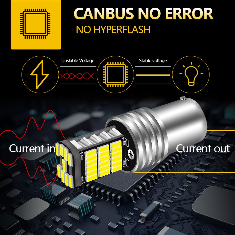 2pcs BA15S P21W 1156 Car LED Reverse Light Bulb 4014 S For VW Passat B5 B6 Golf Canbus Auto Lamp Error Free DC 12V 6000K